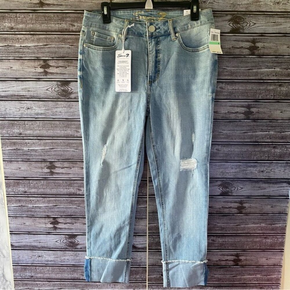 NWT Seven7 Women's High-Rise Slim Straight Cropped Jeans Size 8